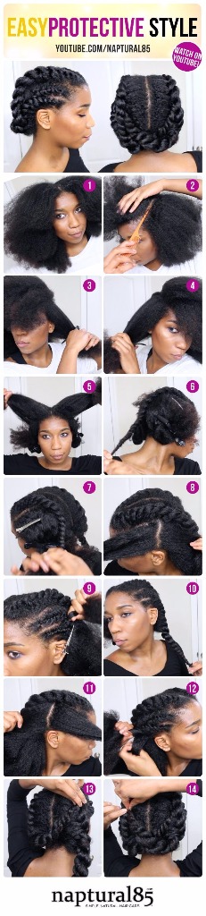 Coiffures rapides cheveux crépus
Quick and easy protective style